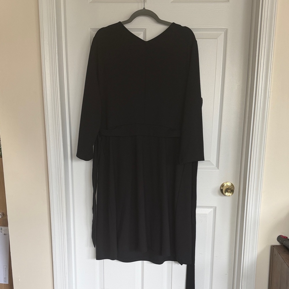 Lands' End Black Long Sleeve Faux Wrap Dress - Picture 4 of 12